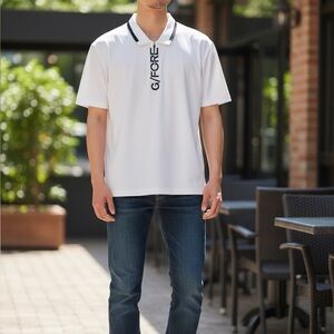 G/FORE Men's White Polo with Black Accents